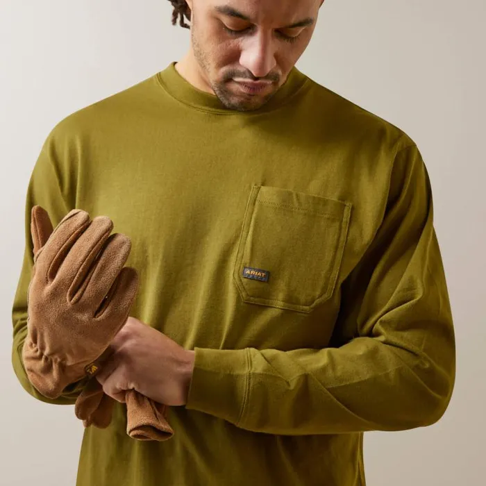 Men TShirts and Polos Ariat Rebar Cotton Strong Shock Fire Avocado Men TShirts and Polos Ariat Rebar Cotton Strong Shock Fire Avocado
