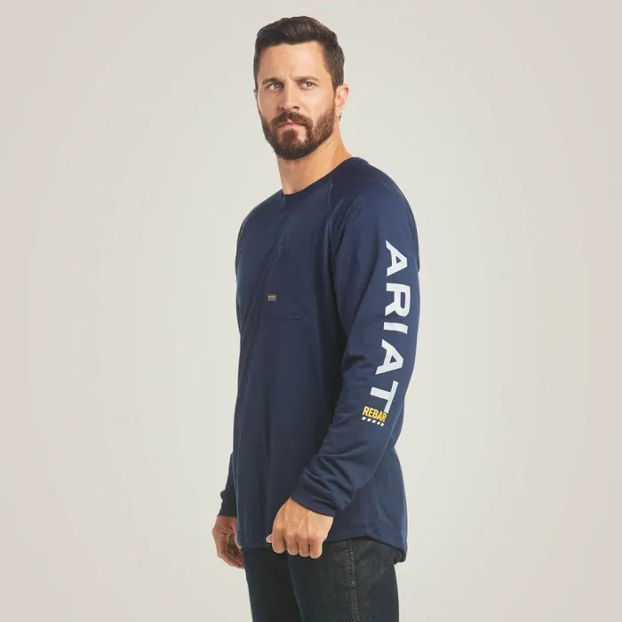 Men TShirts and Polos Ariat Rebar Heat Fighter TShirt Navy