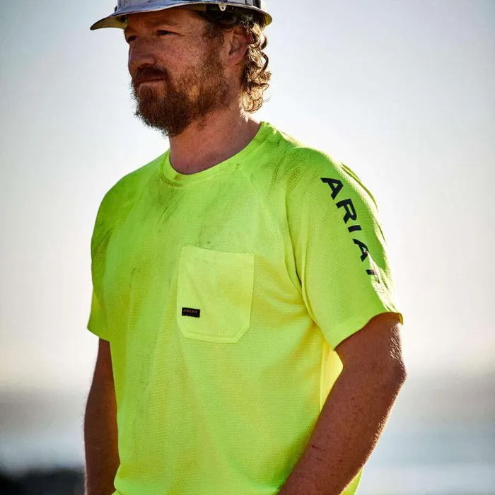 Men TShirts and Polos Ariat Rebar Heat Fighter TShirt Neon Lime Men TShirts and Polos Ariat Rebar Heat Fighter TShirt Neon Lime