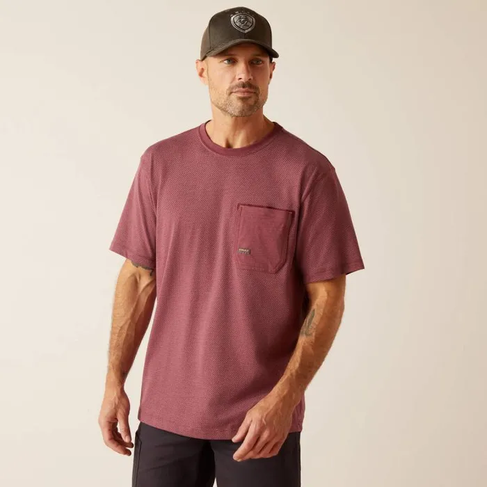 Men TShirts and Polos Ariat Rebar Workman 360 AirFlow Burgundy Heather