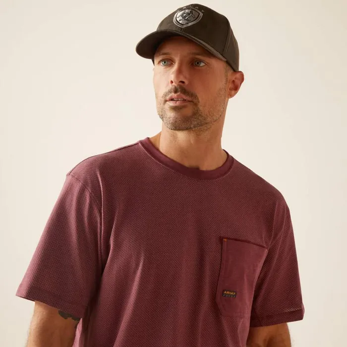 Men TShirts and Polos Ariat Rebar Workman 360 AirFlow Burgundy Heather Men TShirts and Polos Ariat Rebar Workman 360 AirFlow Burgundy Heather