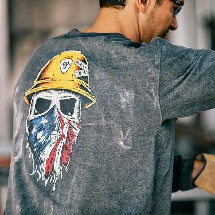Men TShirts and Polos Ariat Rebar Workman Born For This Graphic TShirt Charcoal Heather Men TShirts and Polos Ariat Rebar Workman Born For This Graphic TShirt Charcoal Heather