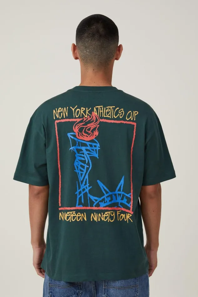 Men Tees and Tanks Cotton On Loose Fit Art TShirt Pine Needle Green New York 94 Men Tees and Tanks Cotton On Loose Fit Art TShirt Pine Needle Green New York 94