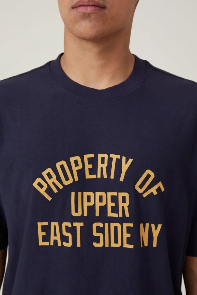 Men Tees and Tanks Cotton On Loose Fit College TShirt True Navyeast Side Ny Men Tees and Tanks Cotton On Loose Fit College TShirt True Navyeast Side Ny