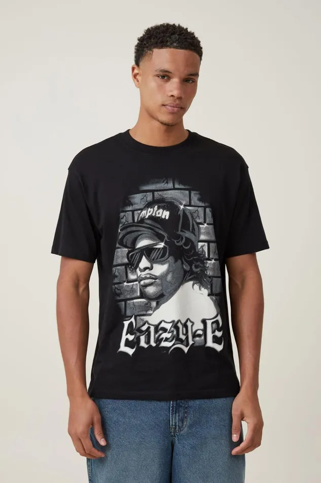 Men Tees and Tanks Cotton On Loose Fit Music TShirt Lcn Mt Blackeazy E 8211 Airbrush