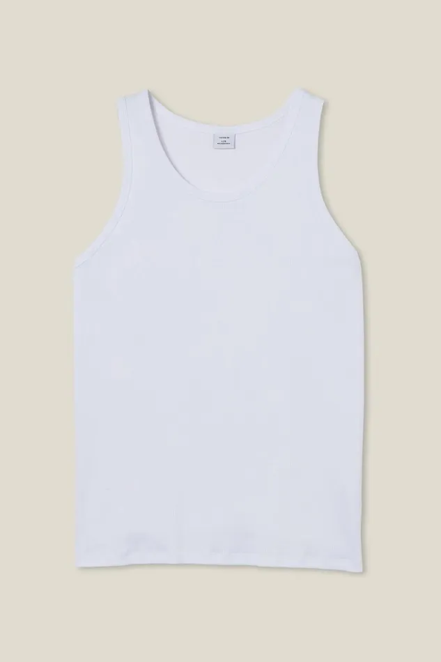 Men Tees and Tanks Cotton On Loose Fit Rib Tank White Men Tees and Tanks Cotton On Loose Fit Rib Tank White