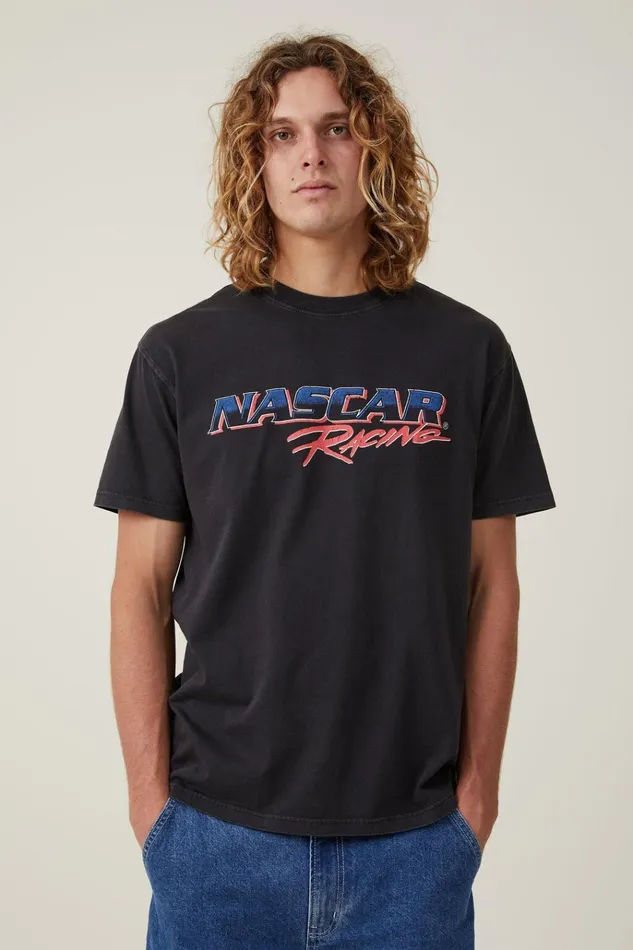 Men Tees and Tanks Cotton On Nascar Loose Fit TShirt Lcn Ncr Blackracing Logo