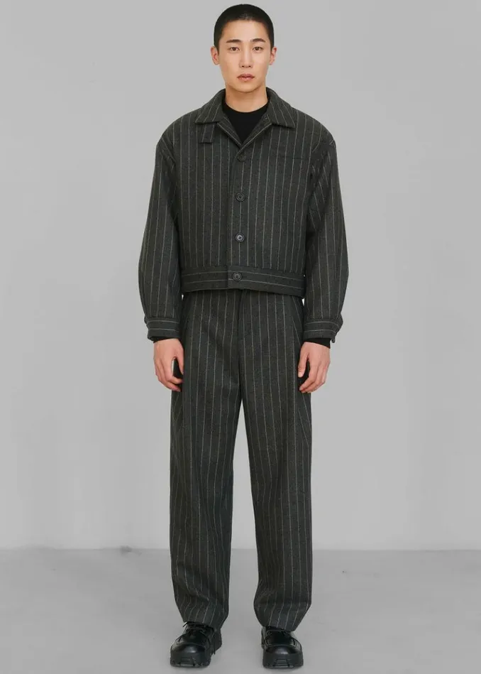 Men The Frankie Shop Amomento Wool Stripe Martin Pants 8211 Grey Grey
