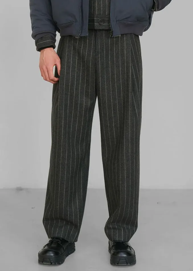 Men The Frankie Shop Amomento Wool Stripe Martin Pants 8211 Grey Grey