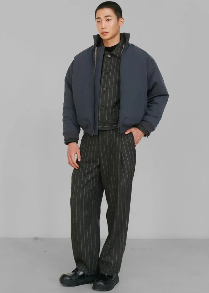 Men The Frankie Shop Amomento Wool Stripe Martin Pants 8211 Grey Grey
