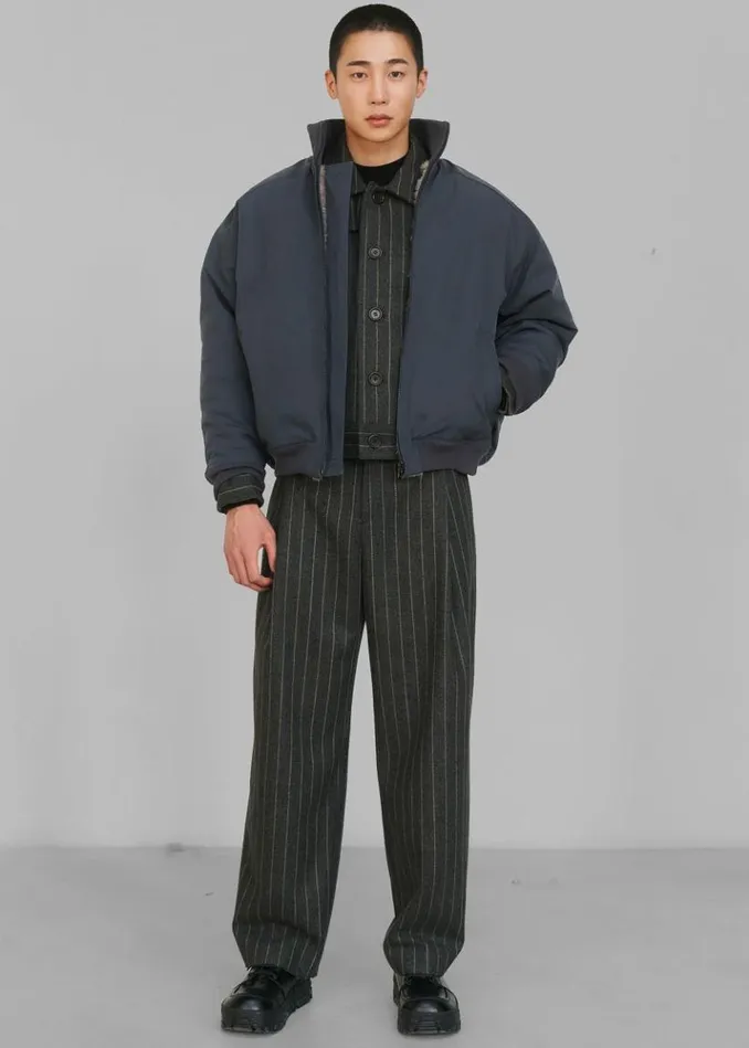 Men The Frankie Shop Amomento Wool Stripe Martin Pants 8211 Grey Grey