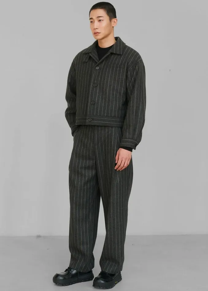 Men The Frankie Shop Amomento Wool Stripe Martin Pants 8211 Grey Grey