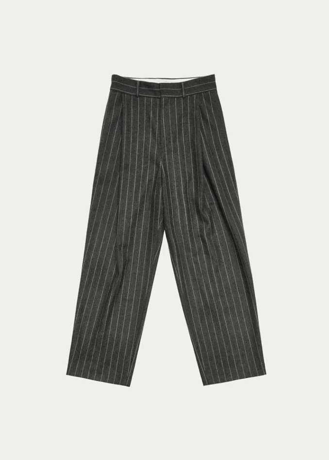 Men The Frankie Shop Amomento Wool Stripe Martin Pants 8211 Grey Grey