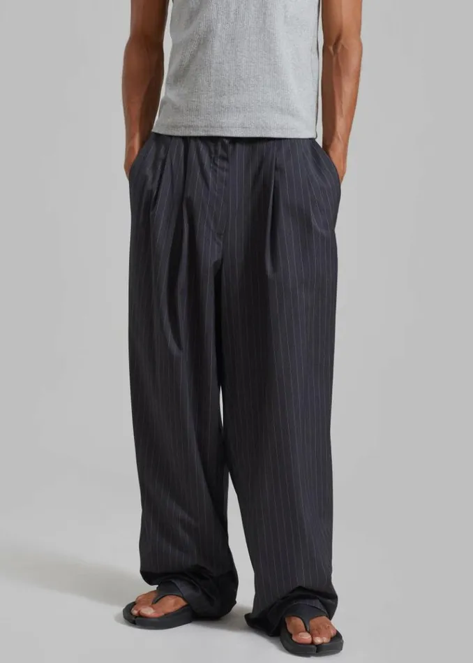 Men The Frankie Shop Peyton Pleated Pants 8211 Grey Pinstripe Grey Pinstripe