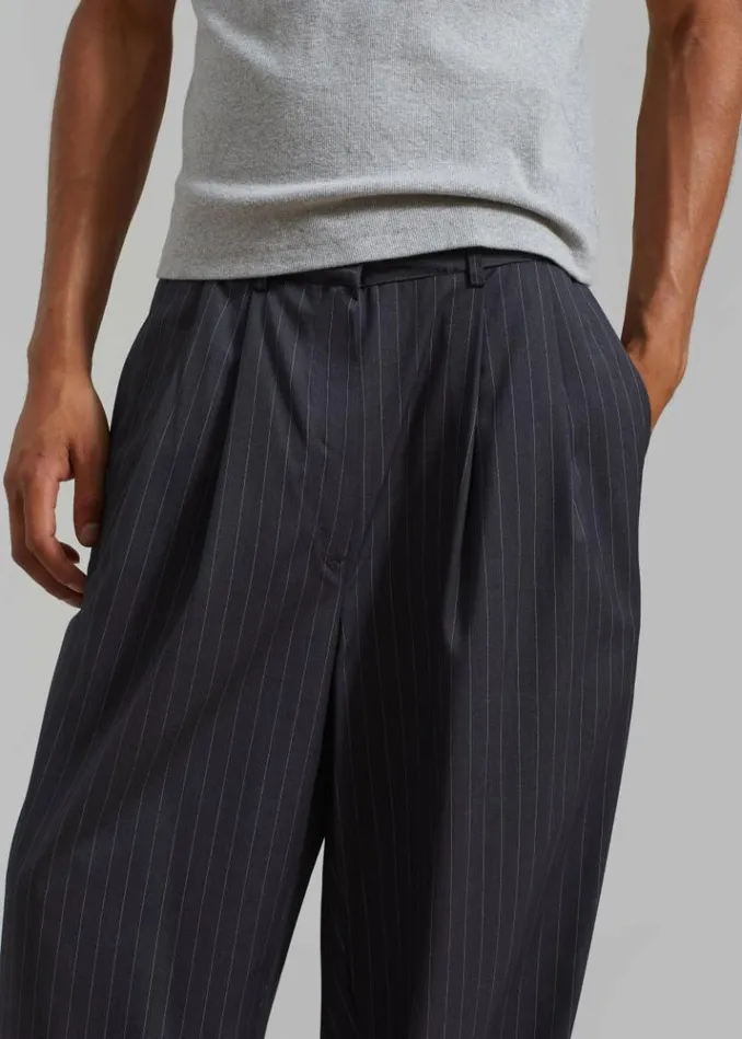 Men The Frankie Shop Peyton Pleated Pants 8211 Grey Pinstripe Grey Pinstripe