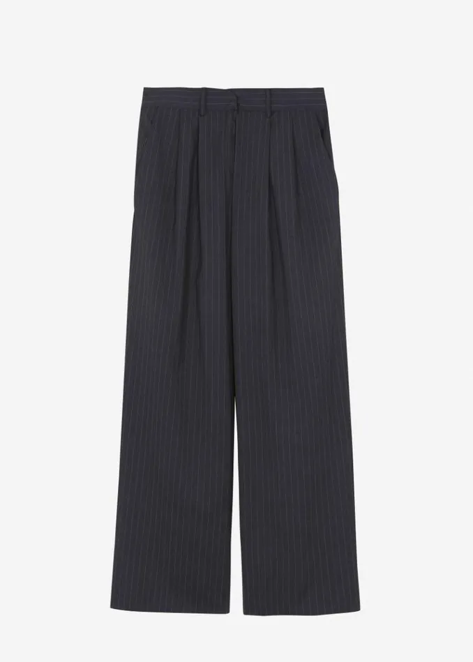 Men The Frankie Shop Peyton Pleated Pants 8211 Grey Pinstripe Grey Pinstripe