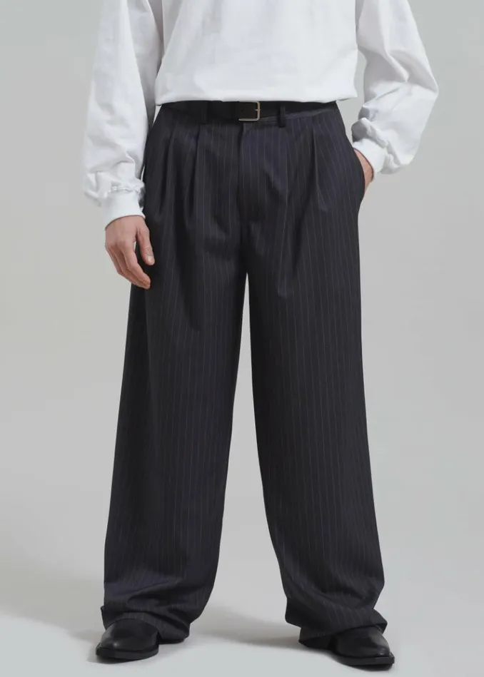 Men The Frankie Shop Peyton Pleated Pants 8211 Grey Pinstripe Grey Pinstripe