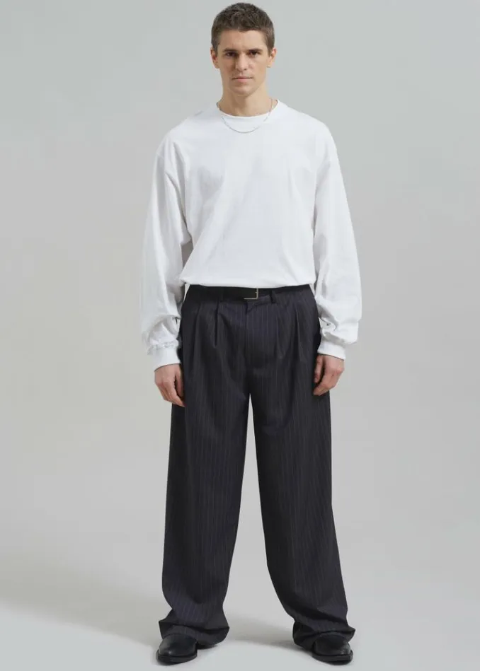 Men The Frankie Shop Peyton Pleated Pants 8211 Grey Pinstripe Grey Pinstripe