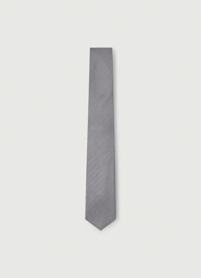 Men Ties and Pocket Squares Hackett London Herringbone Wool And Silk Tie Grey