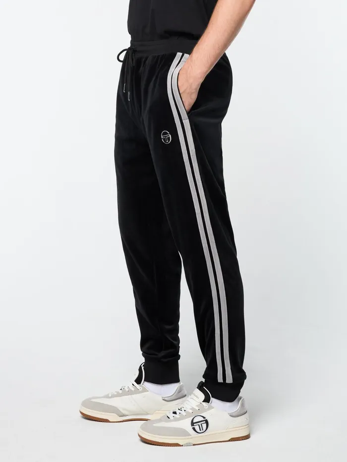 Men Tracksuits Sergio Tacchini Damarindo Velour Track Pant Black Beauty