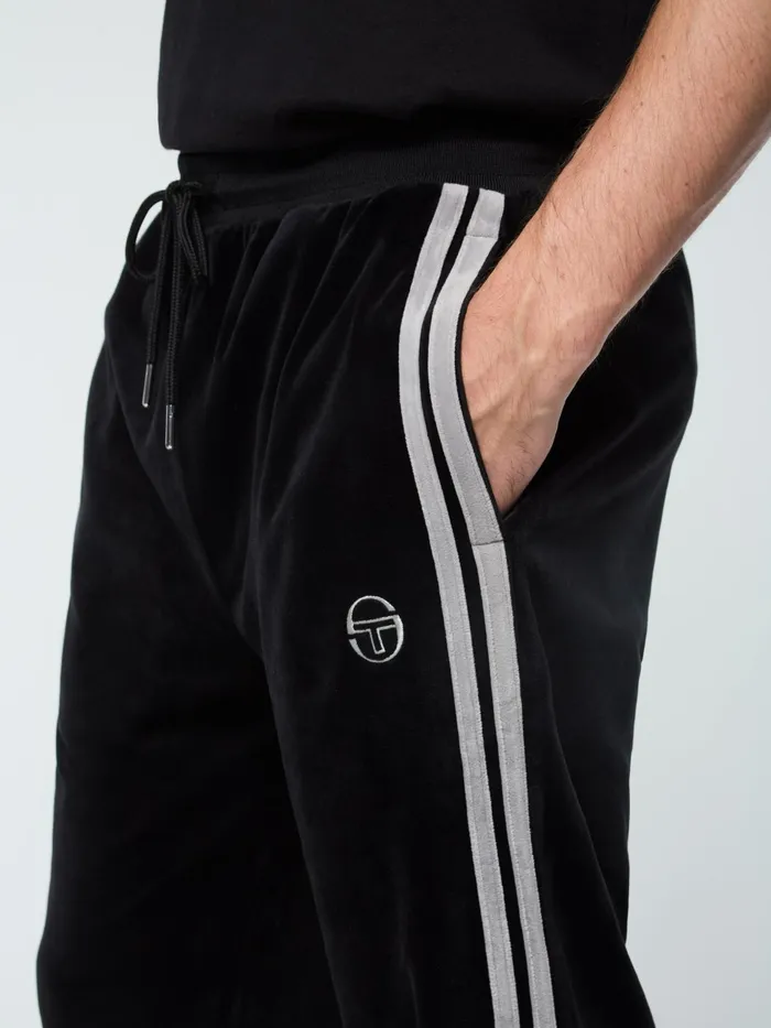 Men Tracksuits Sergio Tacchini Damarindo Velour Track Pant Black Beauty