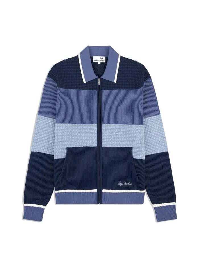 Men Tracksuits Sergio Tacchini Enzo Striped Track Jacket Faded Denim