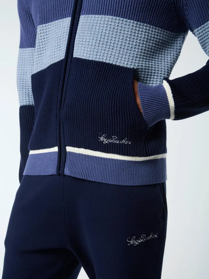 Men Tracksuits Sergio Tacchini Enzo Striped Track Jacket Faded Denim
