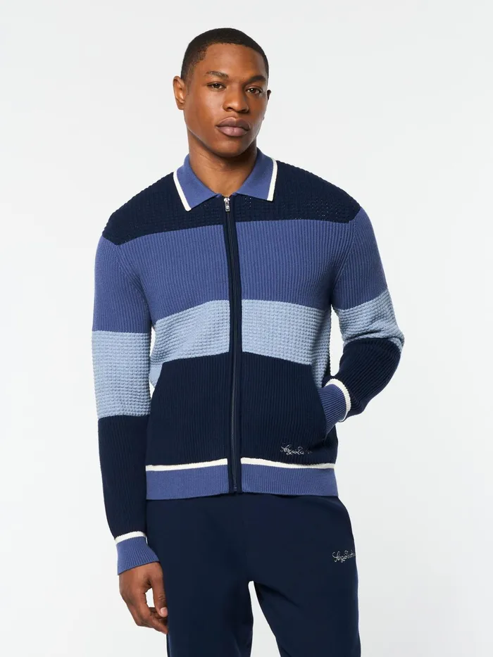 Men Tracksuits Sergio Tacchini Enzo Striped Track Jacket Faded Denim