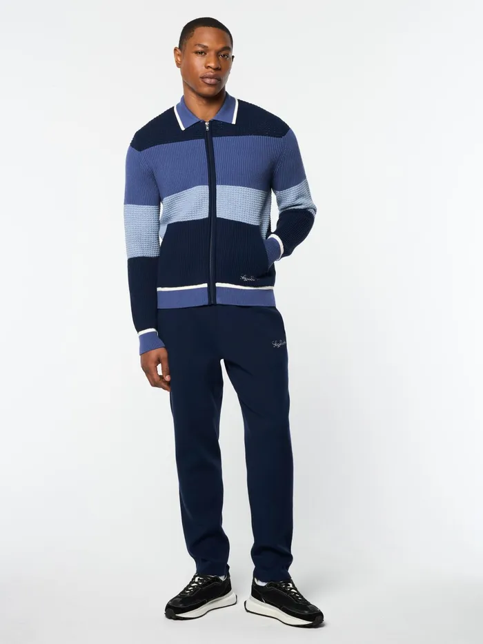 Men Tracksuits Sergio Tacchini Enzo Striped Track Jacket Faded Denim