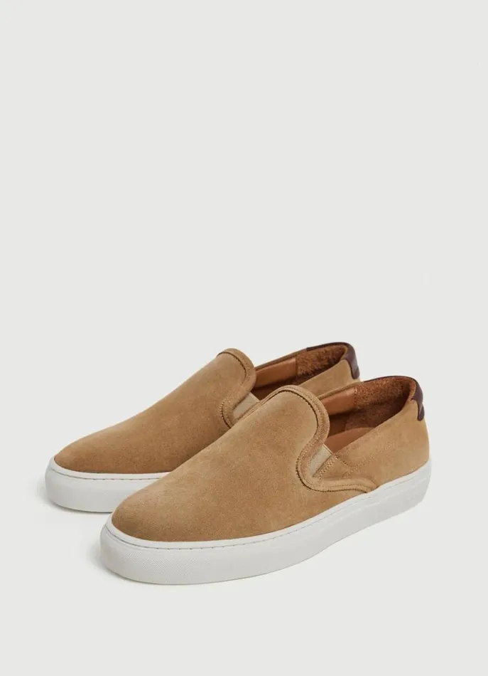Men Trainers Hackett London Suede SlipOn Trainers Sand Beige