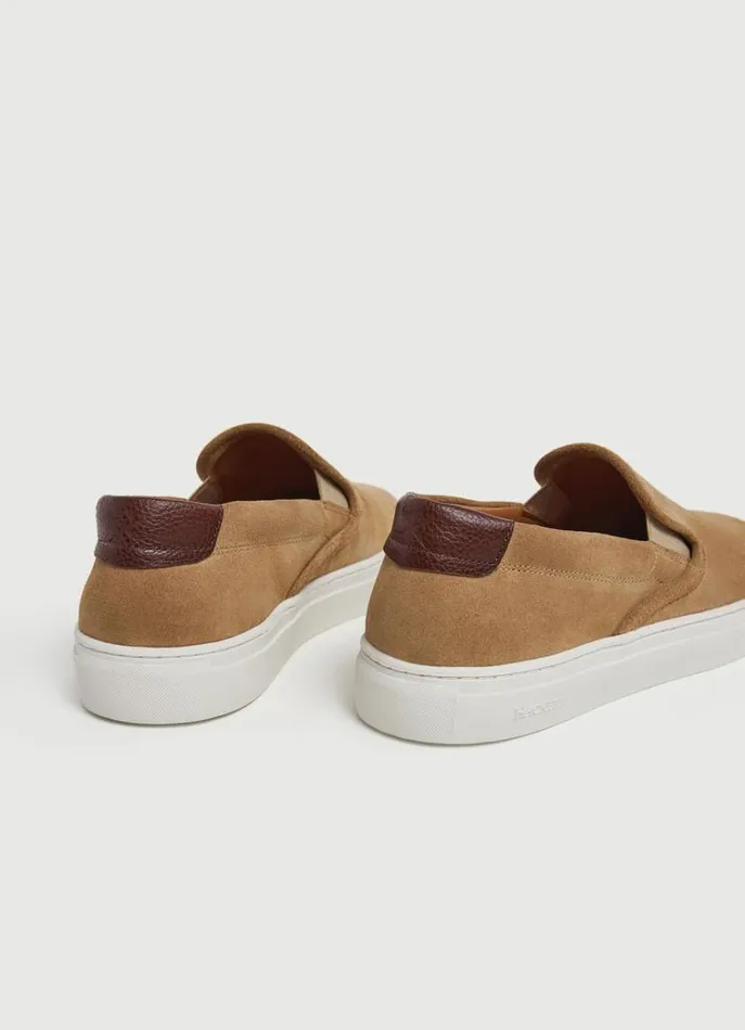 Men Trainers Hackett London Suede SlipOn Trainers Sand Beige