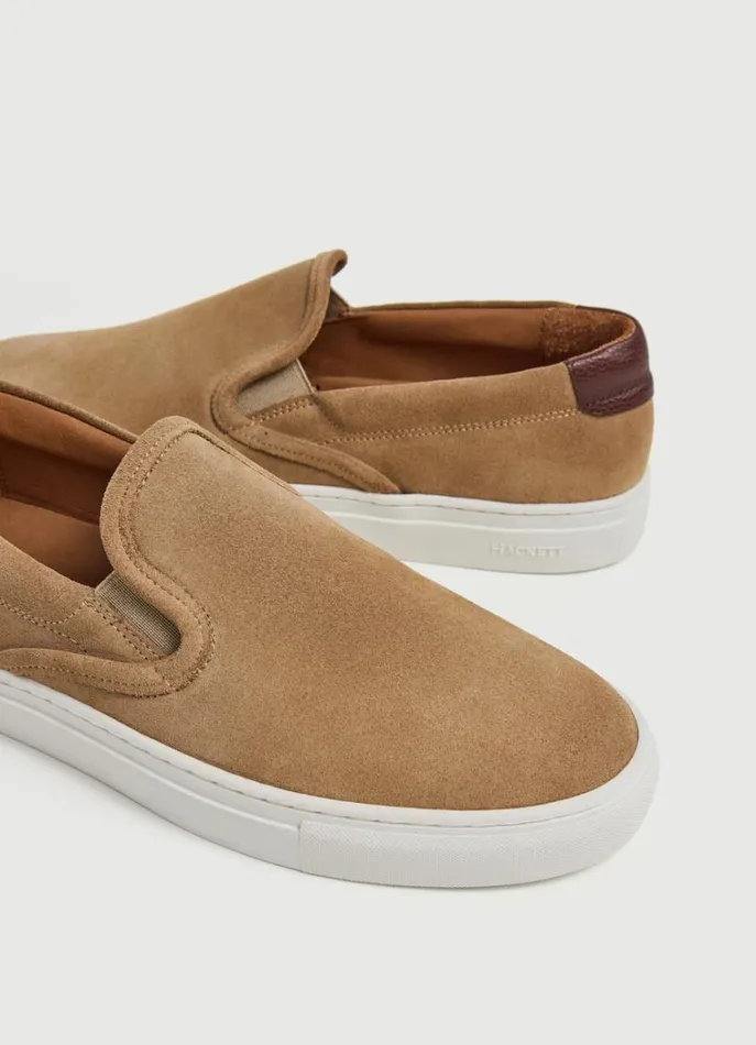 Men Trainers Hackett London Suede SlipOn Trainers Sand Beige
