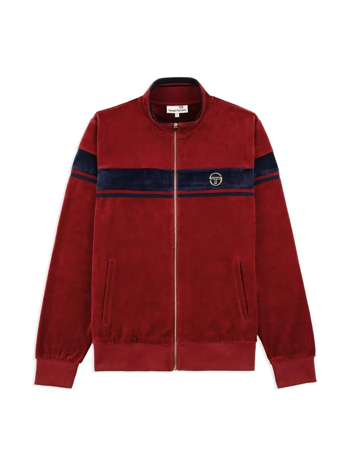 Men Velour Sergio Tacchini Damarindo Velour Track Jacket Merlot Maritime Blue