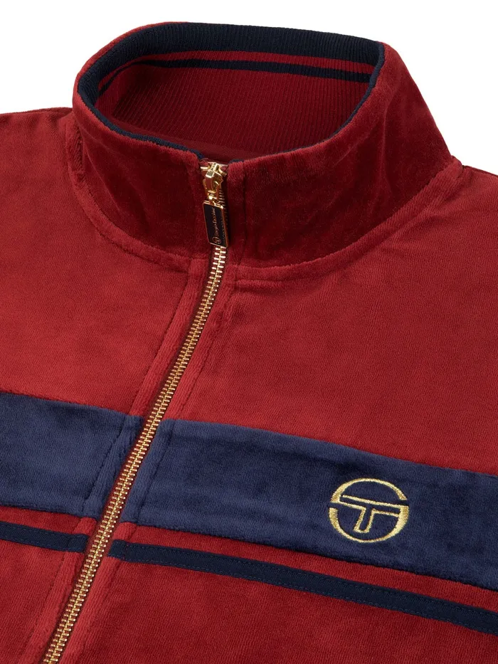 Men Velour Sergio Tacchini Damarindo Velour Track Jacket Merlot Maritime Blue