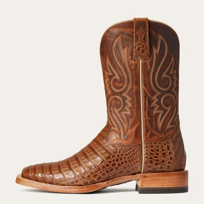 Men Western Boots Ariat Relentless Denton Western Boot Natural Caiman Belly Men Western Boots Ariat Relentless Denton Western Boot Natural Caiman Belly