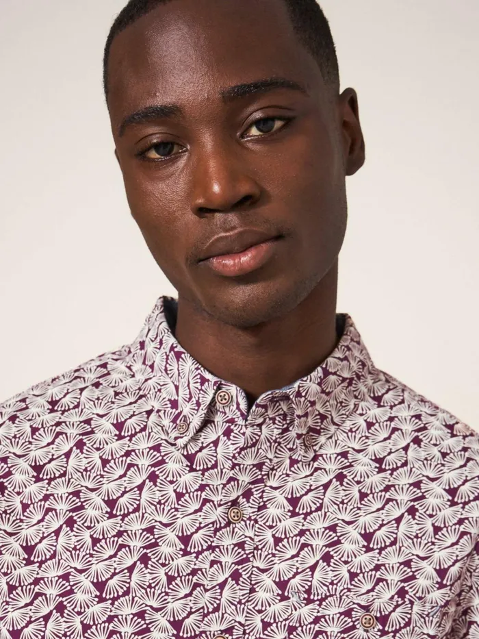 Men White Stuff Shirts Dandelion Printed Shirt Dk Plum Men White Stuff Shirts Dandelion Printed Shirt Dk Plum