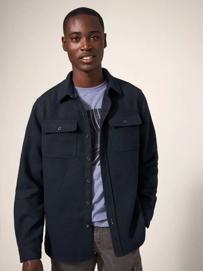 Men White Stuff Shirts Darwen Plain Overshirt Dark Navy Men White Stuff Shirts Darwen Plain Overshirt Dark Navy