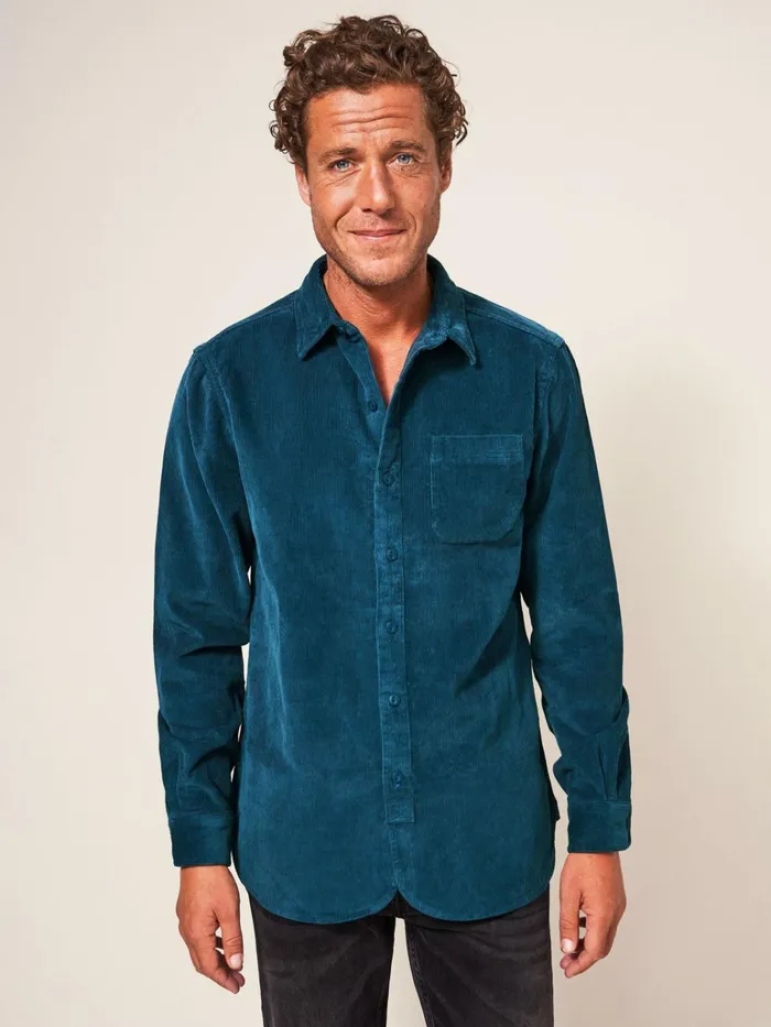 Men White Stuff Shirts Whitwick Cord Shirt Mid Teal