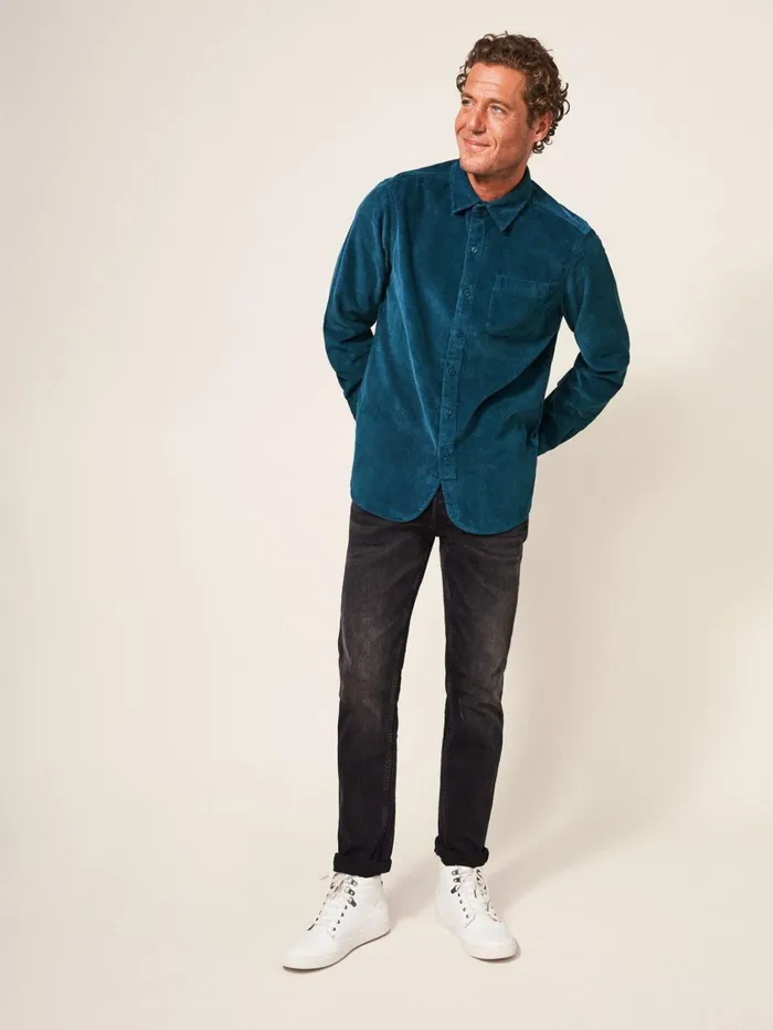 Men White Stuff Shirts Whitwick Cord Shirt Mid Teal Men White Stuff Shirts Whitwick Cord Shirt Mid Teal