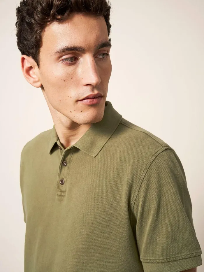 Men White Stuff Tshirts Utility Polo Khaki Green Men White Stuff Tshirts Utility Polo Khaki Green