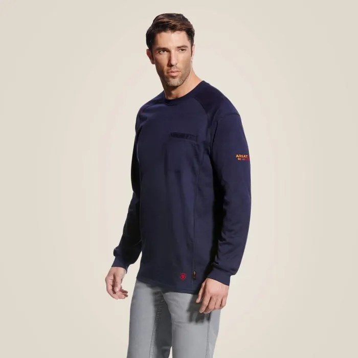 Men Workwear Ariat FR Air Crew TShirt Navy
