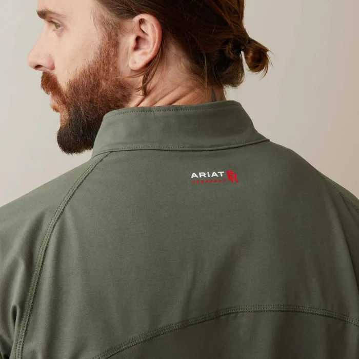 Men Workwear Ariat FR Combat Stretch Patriot 14 Zip Work Shirt Dark Sage Men Workwear Ariat FR Combat Stretch Patriot 14 Zip Work Shirt Dark Sage