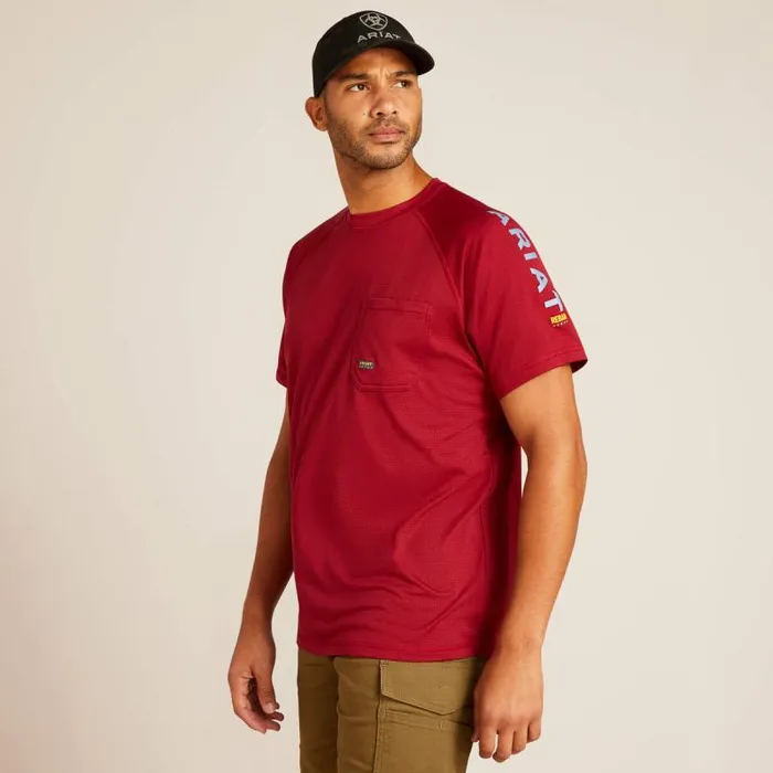 Men Workwear Ariat Rebar Heat Fighter TShirt Tibetan Redinfinity Heather