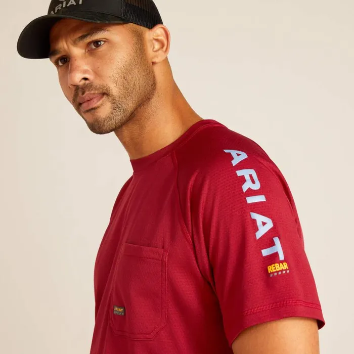 Men Workwear Ariat Rebar Heat Fighter TShirt Tibetan Redinfinity Heather Men Workwear Ariat Rebar Heat Fighter TShirt Tibetan Redinfinity Heather