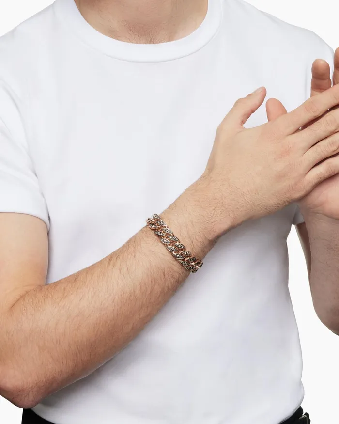 Mens Curb Chain Bracelet In 18K Rose Gold 145mm Men David Yurman Chain Mens Curb Chain Bracelet In 18K Rose Gold 145mm Men David Yurman Chain