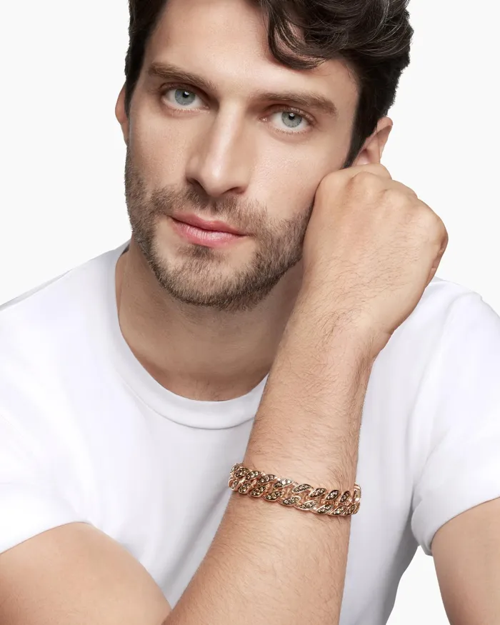 Mens Curb Chain Bracelet In 18K Rose Gold 145mm Men David Yurman Chain Mens Curb Chain Bracelet In 18K Rose Gold 145mm Men David Yurman Chain