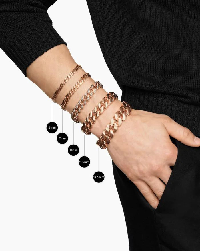 Mens Curb Chain Bracelet In 18K Rose Gold 145mm Men David Yurman Chain Mens Curb Chain Bracelet In 18K Rose Gold 145mm Men David Yurman Chain