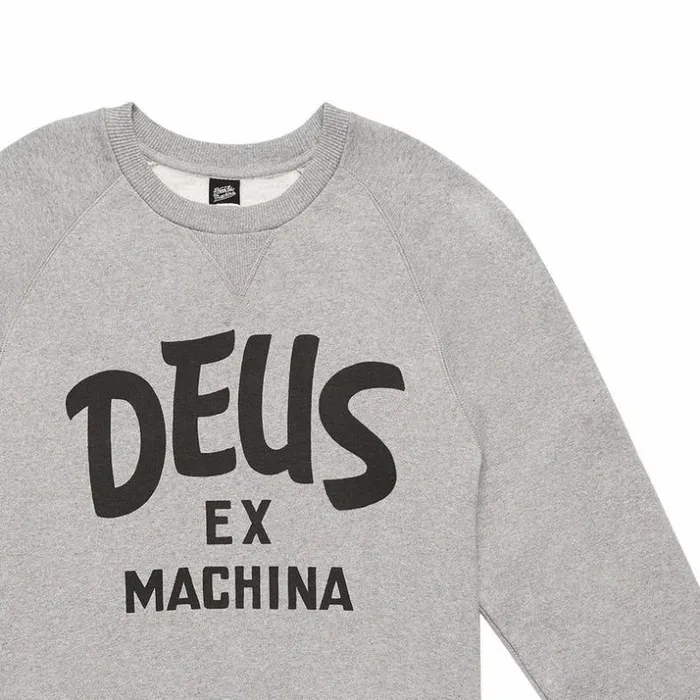 Mens Deus Ex Machina Classics Curvy Crew Sweater 8211 Grey Marle Grey Marle