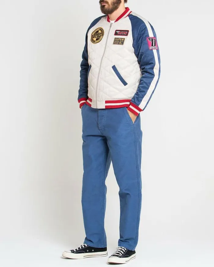 Mens Deus Ex Machina Jackets Supporters Jacket 8211 WhiteBlue WhiteBlue Mens Deus Ex Machina Jackets Supporters Jacket 8211 WhiteBlue WhiteBlue