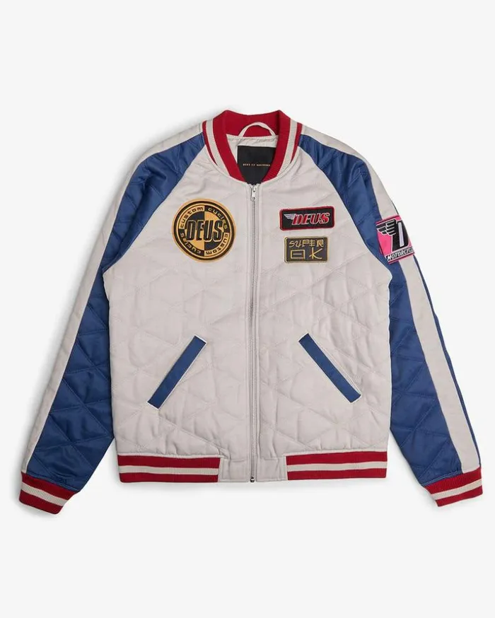 Mens Deus Ex Machina Jackets Supporters Jacket 8211 WhiteBlue WhiteBlue Mens Deus Ex Machina Jackets Supporters Jacket 8211 WhiteBlue WhiteBlue